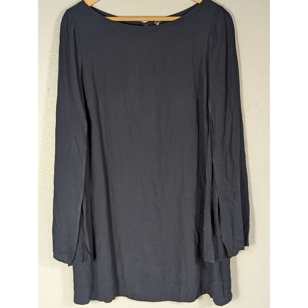 Free People Navy Blue Rayon Bell slit Sleeve Shift Dress Womens Size Small 325